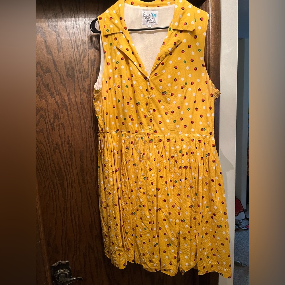 Bea & Dot by Modcloth Ladybug Clover Polka Dot Dress 1X